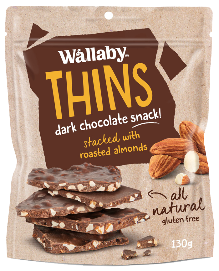 Wallaby, Almond Chocolate Thins with Sea Salt (GF), 130g