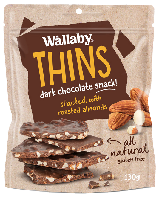 Wallaby, Almond Chocolate Thins with Sea Salt (GF), 130g