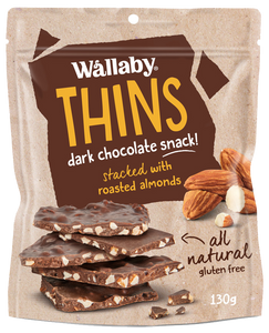 Wallaby, Almond Chocolate Thins with Sea Salt (GF), 130g