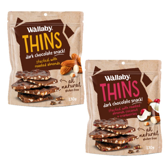 Wallaby, Almond Chocolate Thins (GF), 130g - Healthy Snacks NZ