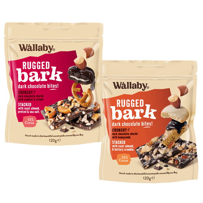 Wallaby, Dark Chocolate Rugged Bark (GF), 120g - Healthy Snacks NZ