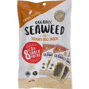 Organic Seaweed Snack, Teriyaki BBQ, Multi-pack, 8 x 2g - Healthy Snacks NZ