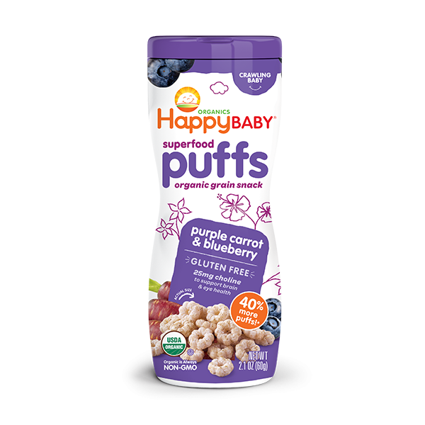 Organic Superfood Puffs, Purple Carrot & Blueberry. Healthy Snacks NZ.