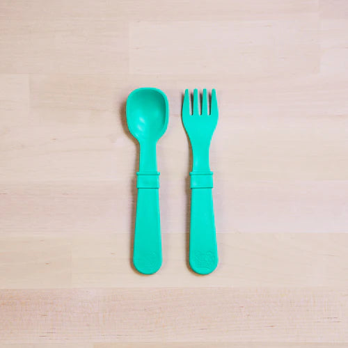 (2pc) Re-Play Utensils Aqua - Healthy Snacks NZ
