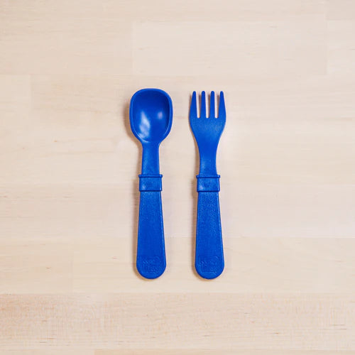(2pc) Re-Play Utensils Navy Blue - Healthy Snacks NZ