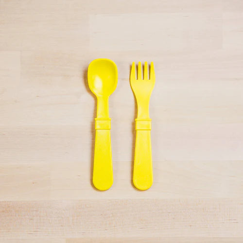 (2pc) Re-Play Utensils Yellow - Healthy Snacks NZ