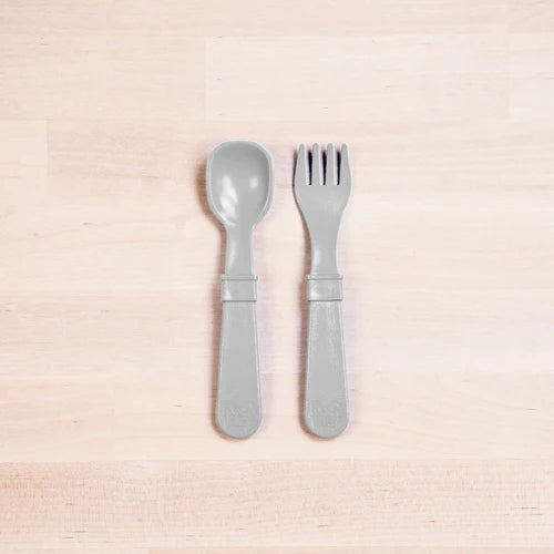 (2pc) Re-Play Utensils Grey - Healthy Snacks NZ